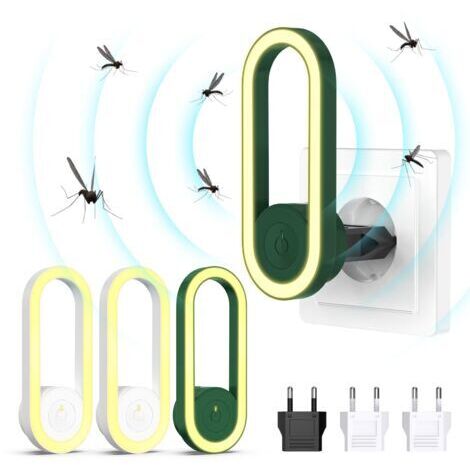 Ultrasonic pest repeller, electronic pest repeller for indoor use, pest control for mosquitoes, mice, spiders, cockroaches, flies, 4 pieces (1/4)