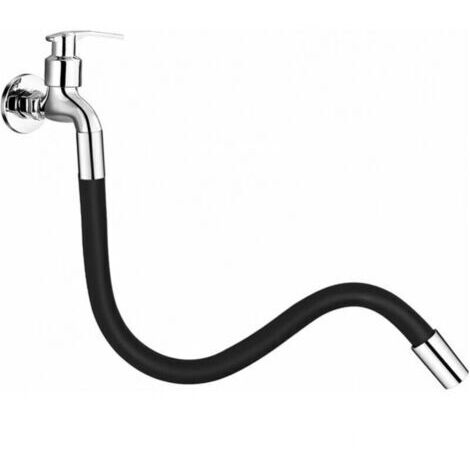 20 cm 360° flexible faucet extension – bathroom, outdoor, kitchen, black bayonet fitting, full length, FLITI (1/4)