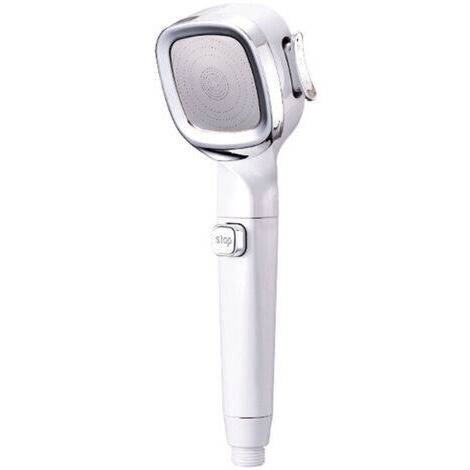 Chrome high-pressure hand shower with stop button, shower head, 3 nozzles to choose from, anti-limescale, with stop, universal type FLITI (1/4)