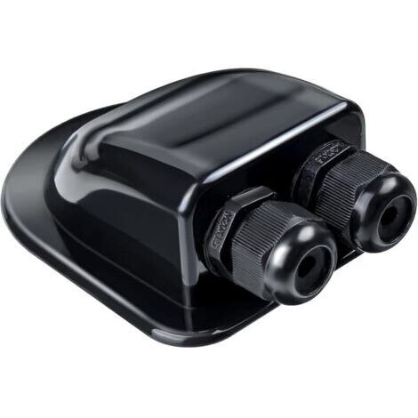 Double solar cable gland - Waterproof solar roof feed-through - for motorhomes, photovoltaics, campervans, satellite systems and air conditioning - Made of ABS - Black (1/4)