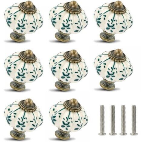 Set of 8 ceramic knobs – pumpkin-shaped cabinet knobs, vintage dresser knobs – vintage drawer pulls with screws for furniture drawers and DIY projects FLITI (1/4)