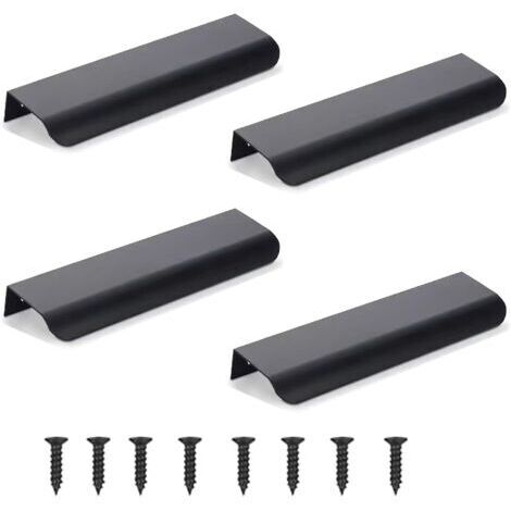 Set of 4 invisible aluminum furniture handles, black, 15 cm. (1/5)