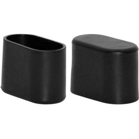Oval PVC feet caps for chairs, tables, and furniture, 15 x 30 mm, black, pack of 8 (1/4)