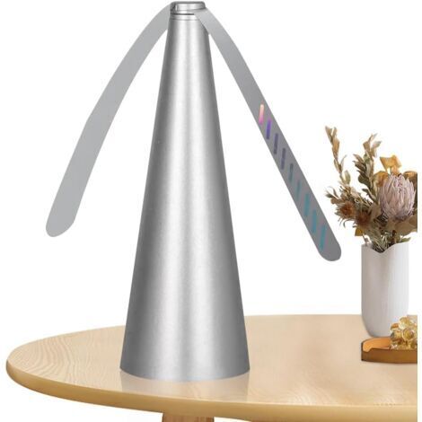Ultra-quiet, portable, tabletop fly fan with multiple insect-repellent blades, ideal for home dinners, picnics, and indoor or outdoor barbecues (Silver) M (1/5)