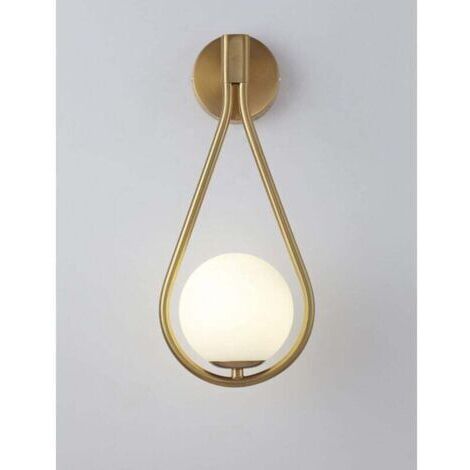 Indoor LED wall light, 5W LED glass globe, vintage style, ideal for living room, bedroom, bedside table or staircase (gold) FLITI (1/4)