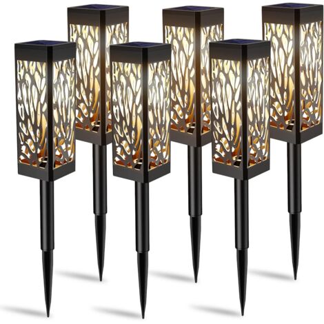 Solar Outdoor Lights, 6 Pieces with Warm LED Light, Automatic On/Off for Garden, Lawn, Path (1/5)