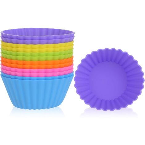 9.2cm silicone muffin mold, Set of 12 Non-Stick Silicone Molds, Reusable, Silicone Cupcake Mold, Perfect for Air Fryers and Cupcakes (1/5)