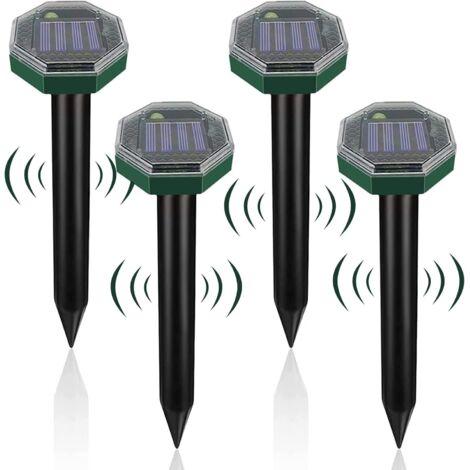 4pcs Solar Mole Repellent, Ultrasonic Solar Mole Repellent, IP65 Waterproof Solar Mole Repellent, Ultrasonic Snake Repellent, Solar Mole Repellent