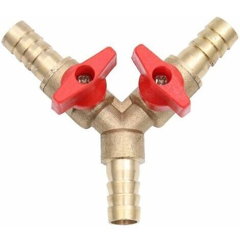 Raccord laiton 10 mm – Vanne à boisseau sphérique 3 voies en Y – Connecteur tuyau cannelé pour eau et gazole – Lot de 1 (1/5)