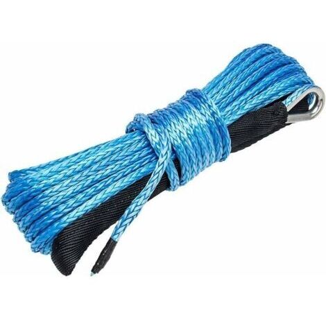 Corde de treuil synthétique 6mm x 15m – Force de rupture 3400kg – Résistance UV et chimique – Pour VTT et UTV – Couleur bleu - 4quot (1/4)
