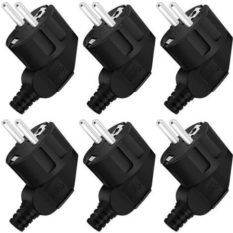 Waterproof electrical socket 250V 16A – Pack of 6 male plugs for 8-10 mm cables – ABS and rubber materials – For outdoor construction sites (1/4)
