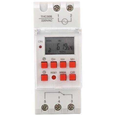Digital timer for 30A electric water heater – 220V – 1-second timer – LCD screen – 35mm rail mounting (1/5)