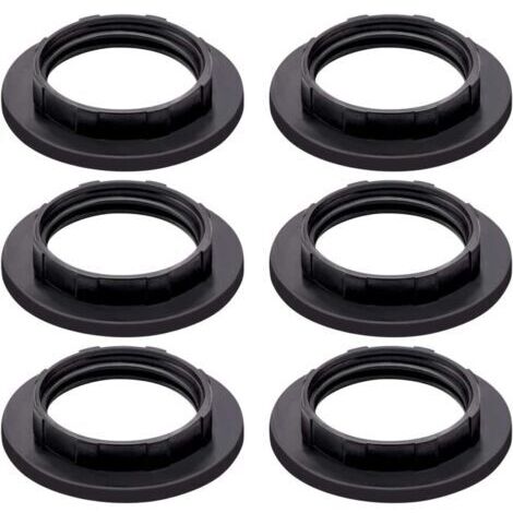 Set of 6 E14 black plastic lampshade clamp rings (1/5)