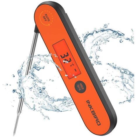 INKBIRD IHT-1P Küchenthermometer, wiederaufladbare Sonde, LCD-Kochthermometer, IPX5 wasserdicht, Sofortmessung in 3 Sekunden, -50  300 °C