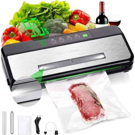 Lebensmittel-Vakuumiergerät, INKBIRD INK-VS03, 6 Modi, 120 W, integrierter Cutter, Vakuumiergerät, LED-Beleuchtung, Beutelrollen, 5 vormontierte Beutel