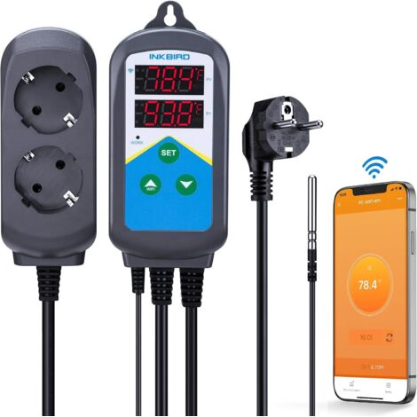 INKBIRD WLAN-Thermostat Temperaturregler ITC-306T-WIFI Digitalthermostat mit Sonde für Gewächshaus, Terrarium und Reptilien