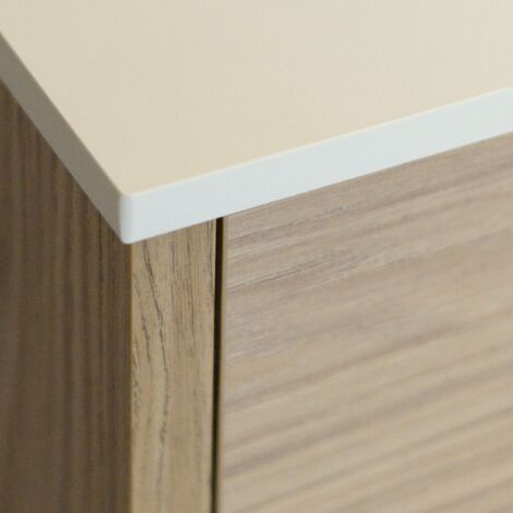 Plan de travail de salle de bains en HPL pour meuble de 120 cm, 120 x 40 cm — Snow White (8685SU) STANDARD - trous prédécoupés