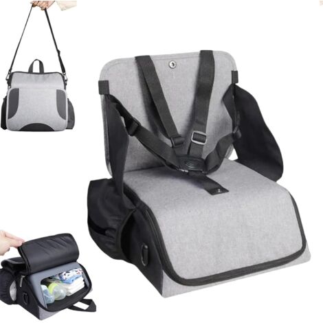 Booster seat for children, travel high chair for babies, foldable baby eating chair, table seat, seat cushion, with backrest and adjustable seat straps, easy to clean, stable, for home and travel (gre (1/5)