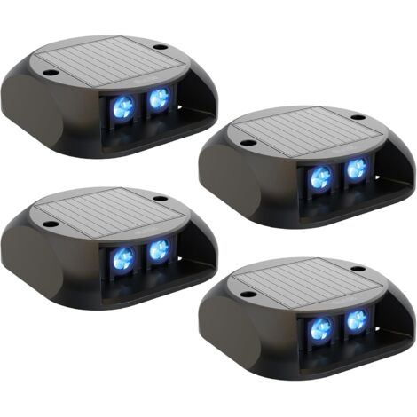 Set of 4 Blue Outdoor Solar Lights, IP65 Waterproof Solar Stair Lights, Outdoor Solar Stair Lights for Garden, Patio, Garage, Steps (1/5)