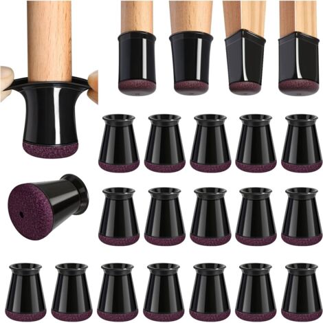 32 Pieces Chair Leg Protectors, Extra Small Round Chair Leg Protectors, Black Silicone Floor Protectors for Chair Legs with Felt Pads (Fit: 13-22.9 mm)