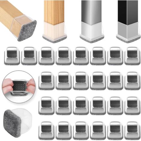 32-piece Chair Leg Covers, 12-20mm Silicone Floor Protectors for Chair Legs, Furniture Pads for Table Legs for Hardwood Floors (square, 0.55-0.75")
