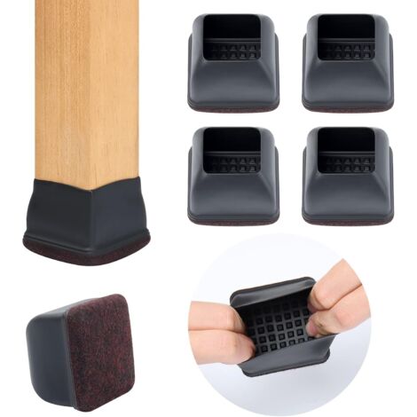 Chair Leg Protectors 36-56mm, Chair Leg Covers, 2 Inch Square - Black Furniture Cups Chair Leg Caps, Smooth Moving Chair Leg Protectors (1/5)