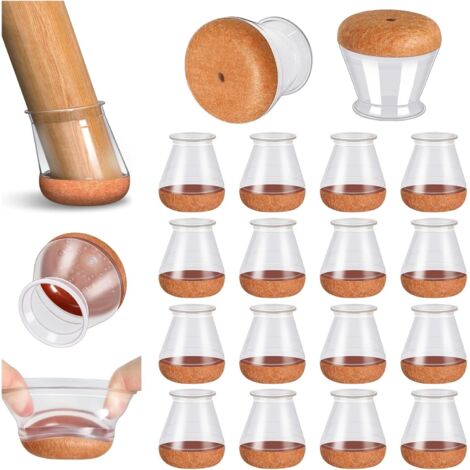 Chair Leg Protectors, Silicone Chair Pads with Thickened Felt, 16 Pieces Transparent Small Chair Pads, Floor Protectors, Reduce Scratches (1/5)