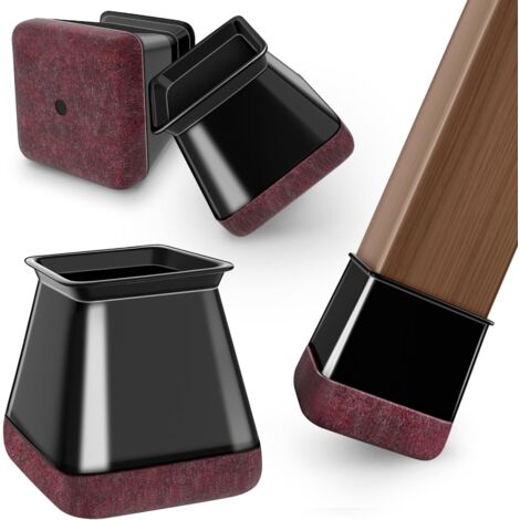 24pcs Square Black Chair Leg Protectors, Chair Leg Caps, Silicone Floor Protectors, Felt Pads for Chairs, Reduce Noise, Prevent Scratches L (27.1-36mm)