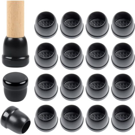 Chair Leg Protectors, 16 Pads, 12-20mm Black Silicone Chair Leg Covers, Furniture Pads and Thermo-elastomer Protective Combination, Suitable for Round Legs (1/5)