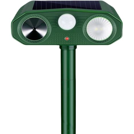 Ultrasonic Cat Repellent, 3 Modes: Solar & USB Powered, IP54 Waterproof Outdoor Cat Repellent with Detector and Flash for Cats, Dogs, Mice, Raccoons, and Garden Animals (1/5)