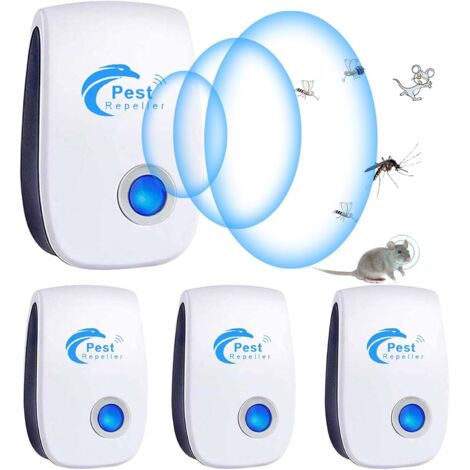 Ultrasonic Rodent and Insect Repellent, 4-Piece Ultrasonic Mosquito Repellent for Mice, Rats, Ants, Spiders, and Mosquitoes, Indoor Electronic Insect Repellent for Mice, Rats, Ants, Spiders, and Mosqu (1/5)