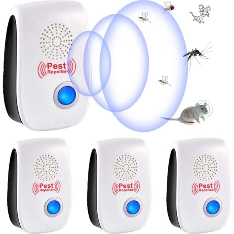 Ultrasonic Rodent and Insect Repellent, 4 pcs Ultrasonic Mosquito Repellent for Mice, Rats, Ants, Spiders, and Mosquitoes, Indoor Electronic Insect Repellent for Mice, Rats, Ants, Spiders, and Mosquit (1/5)