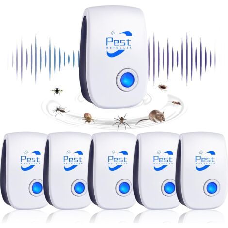 Ultrasonic Rodent and Insect Repellent, 6 pcs Ultrasonic Mosquito Repellent for Mice, Rats, Ants, Spiders, and Mosquitoes, Indoor Electronic Insect Repellent for Mice, Rats, Ants, Spiders, and Mosquit (1/5)