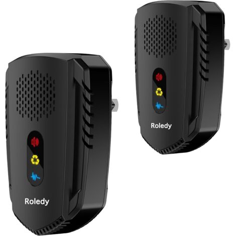 Ultrasonic Repellent with 3 Operating Modes, Silent Mode, Effective Against Rats, Rodents, Mice, Ants, Spiders, Mosquitoes, Cockroaches, Non-Toxic, Radiation-Free, 2 Pack (Black) (1/5)