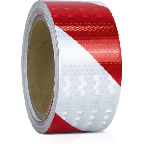 Red and White Self-Adhesive Reflective Tape, 20m x 5cm, High Intensity Reflective Strip for Vehicles, Trucks, Trailers, Nighttime Safety Reminder