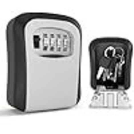 Secure Outdoor Key Box, Wall-Mounted Key Box with Code, Robust Aluminum Alloy, Weatherproof, for Keys and Cards, Black & Gray (1/5)
