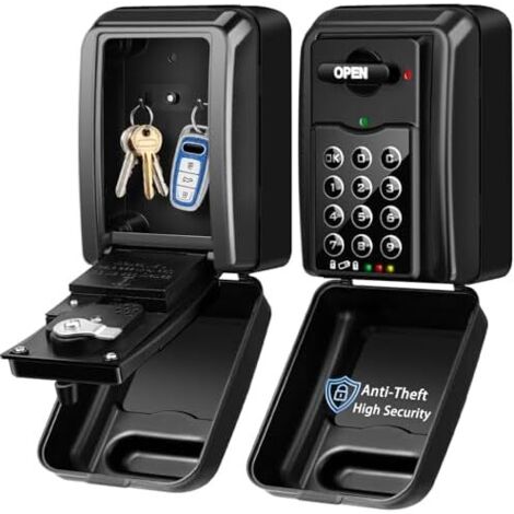 Large Secure Outdoor Key Box  Anti-theft & Administrator Privileges  Wall-Mounted Key Box with 6-Digit Digital Code, Waterproof and Rustproof Combination Lock Box (1/5)