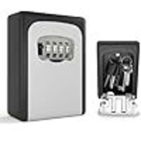 Key Box, Weatherproof Key Box, Key Box, Sturdy Aluminum Alloy, Weatherproof, for Keys, Cards, Black & Gray (1/5)