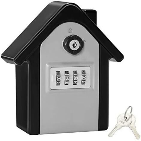 Wall-Mounted Secure Key Box with Digital Code & Emergency Keys, Large XL Key Safe Box, Outdoor Key Safe for Home, Office, Factory, Garages (Silver) (1/5)