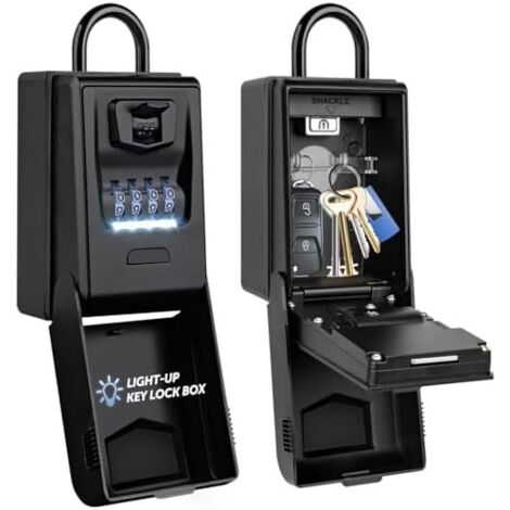Large, Waterproof, Backlit Outdoor Secure Key Box with Electronic Code, Robust Key Case, Indoor Key Safe (1/5)