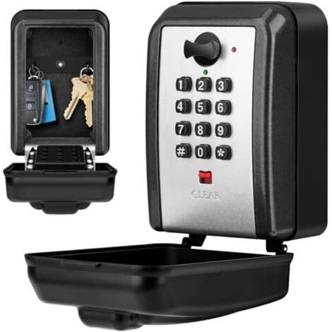 Secure Outdoor Key Box, Large Wall-Mounted Waterproof Key Box, 12-Digit Combination Lock, Weatherproof, Robust Key Safe for Home, Factory, Garage, Office (Grey) (1/5)
