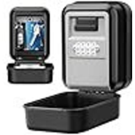 Secure Outdoor Key Box [Backlit] Large Wall-Mounted Key Box, 4-Digit Combination Lock, Weatherproof, Robust Key Safe for Home, Garage, Office (Grey) (1/5)