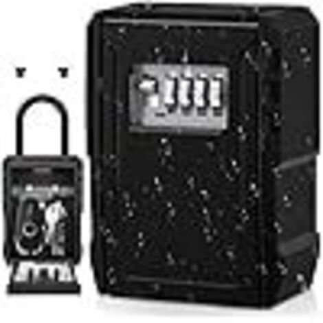 Secure Outdoor Waterproof Key Box with Hook, Large Key Box for Keys, Cards, Home, Schools, Offices, Garages, Black (1/5)