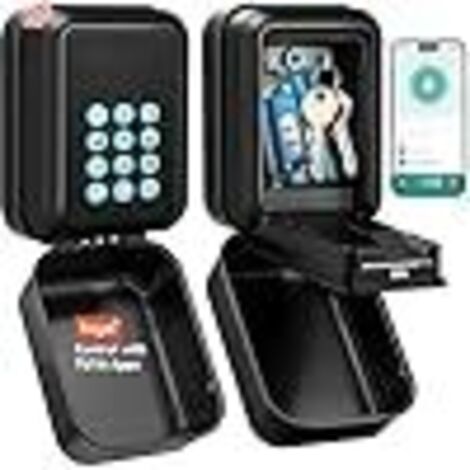 IP65 Waterproof Outdoor Secure Key Box, Wall-Mounted Key Box with Backlit Code, TTLock Anti-Theft Bluetooth Connected Key Box & Multiple Codes (Black, Tuya Apps) (1/5)