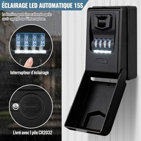 Secure Outdoor Key Box [Backlit] Large Waterproof Wall-Mounted Key Box ...