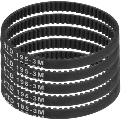 5pcs HTD-3M Rubber Timing Belt, 65 Teeth, 195mm Pitch Length x 6mm Width x 2.4mm Height, Closed Loop Pulley Belt (1/5)