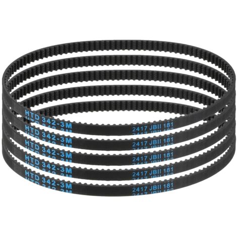 5pcs HTD-3M Rubber Timing Belt, 114 Teeth, 342mm Pitch Length x 6mm Width x 2.4mm Height, Closed Loop Pulley Belt (1/5)
