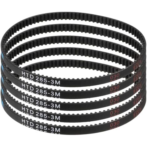 5pcs HTD-3M Rubber Timing Belt, 95 Teeth, 285mm Pitch Length x 6mm Width x 2.4mm Height, Closed Loop Pulley Belt (1/5)