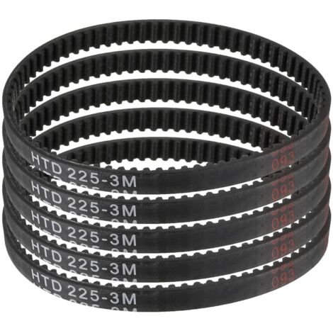 5pcs HTD-3M Rubber Timing Belt 75 Teeth, 225mm Pitch Length x 6mm Width x 2.4mm Height, Closed Loop Pulley Belt (1/5)