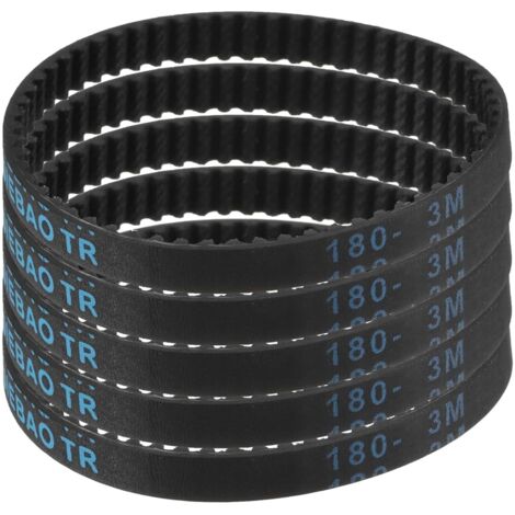 5pcs HTD-3M Rubber Timing Belt, 60 Teeth, 180mm Pitch Length x 6mm Width x 2.4mm Height, Closed Loop Pulley Belt (1/5)